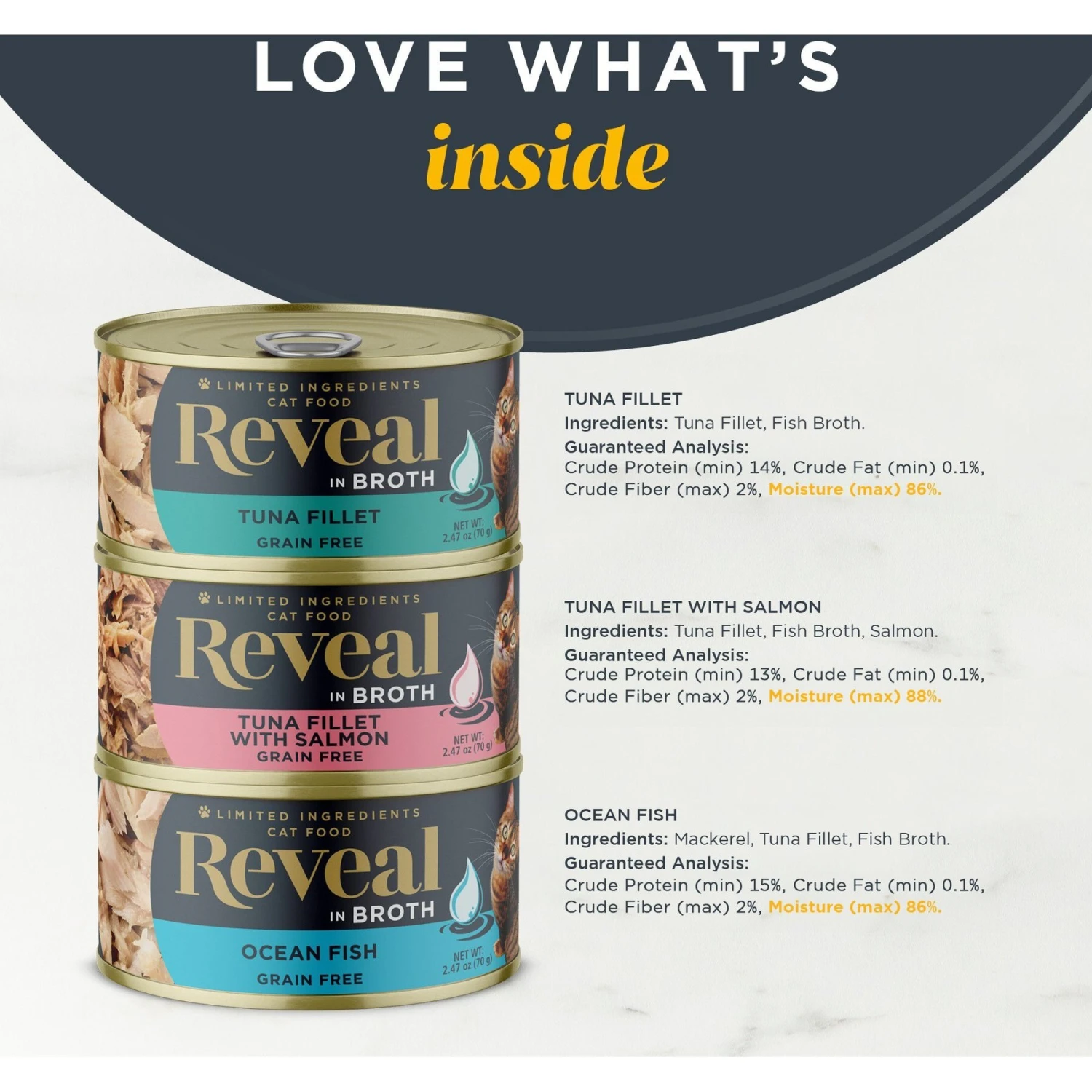Reveal Natural Fish In Broth Variety Pack Grain-Free Wet Cat Food, 2.47-oz Can, Case Of 8 5 Reveal Natural Fish In Broth Variety Pack Grain-Free Wet Cat Food, 2.47-oz Can, Case Of 8 - Image 3