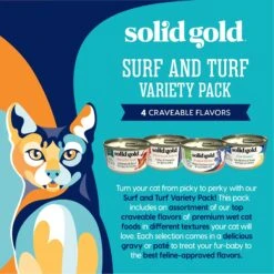 Solid Gold Surf & Turf Variety Pack Wet Cat Food, 3-oz Can, Case Of 12 10 Solid Gold Surf & Turf Variety Pack Wet Cat Food, 3-oz Can, Case Of 12 -Almo nature Sales 1021718 PT1. AC SS1800 V1700681133