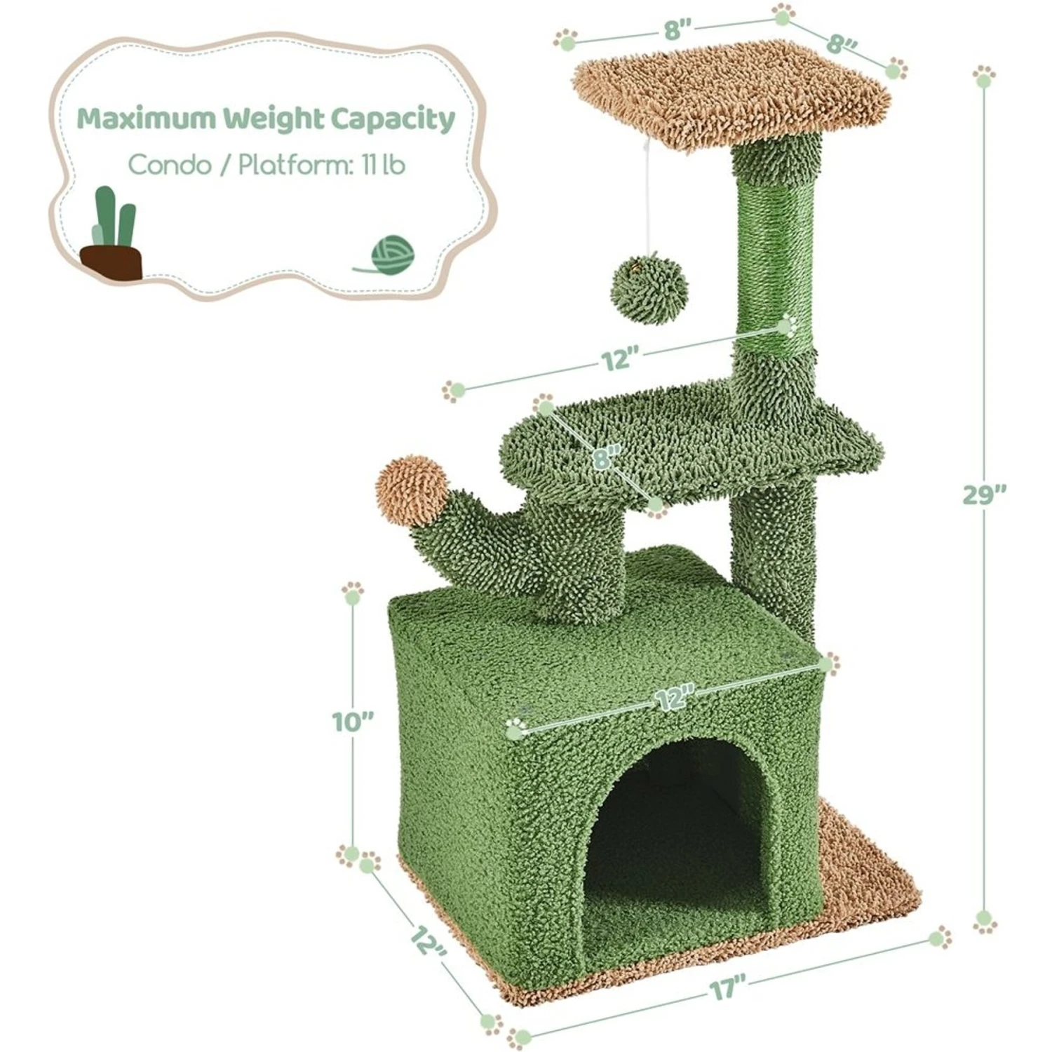 Yaheetech Cactus 29-in Cat Tree 5 Yaheetech Cactus 29-in Cat Tree - Image 3