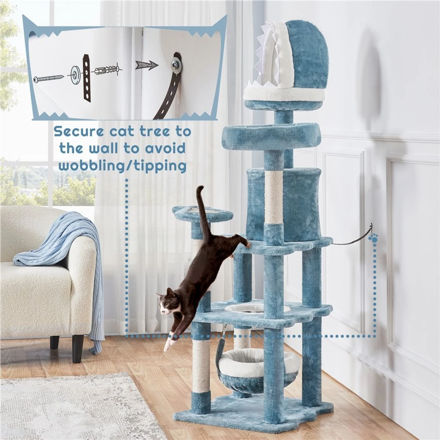 Yaheetech Ocean-Themed 61-in Cat Tree 9 Yaheetech Ocean-Themed 61-in Cat Tree - Image 7