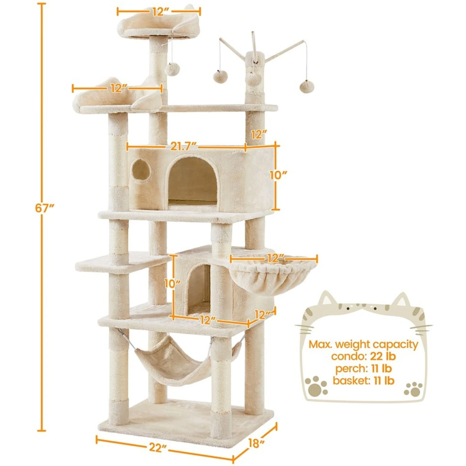 Yaheetech Multi-Level 67-in Cat Tree 5 Yaheetech Multi-Level 67-in Cat Tree - Image 3