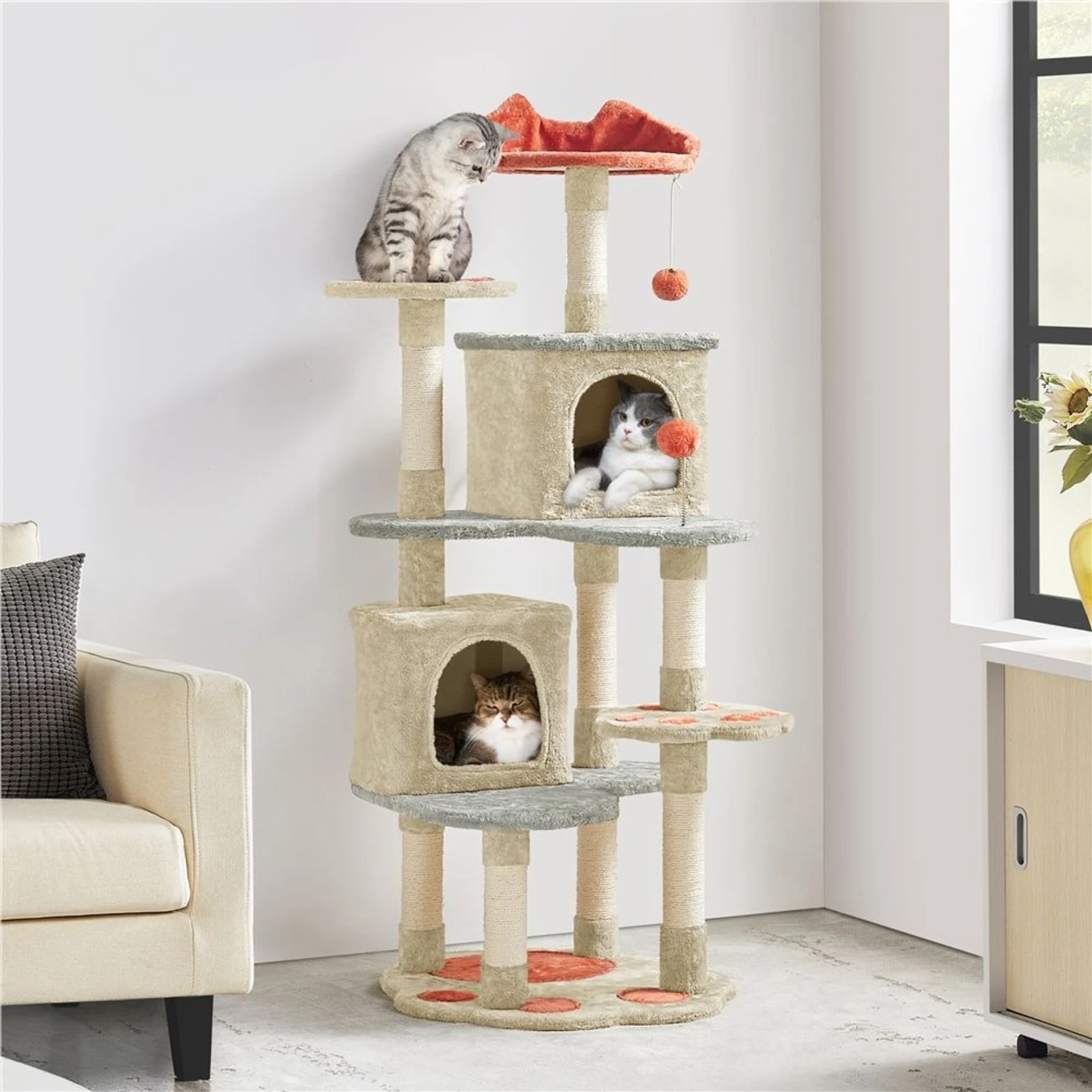 Yaheetech Paw-Shaped Play 57.5-in Cat Tower 3 Yaheetech Paw-Shaped Play 57.5-in Cat Tower