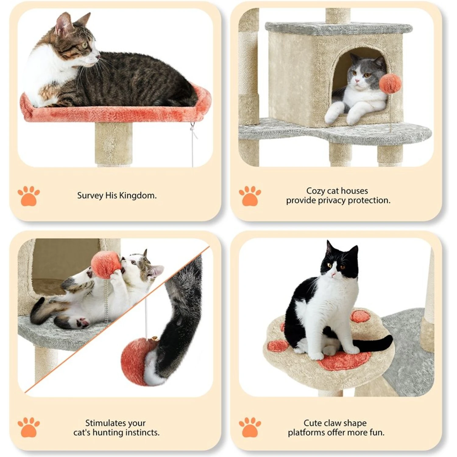 Yaheetech Paw-Shaped Play 65-in Cat Tower 6 Yaheetech Paw-Shaped Play 65-in Cat Tower - Image 4