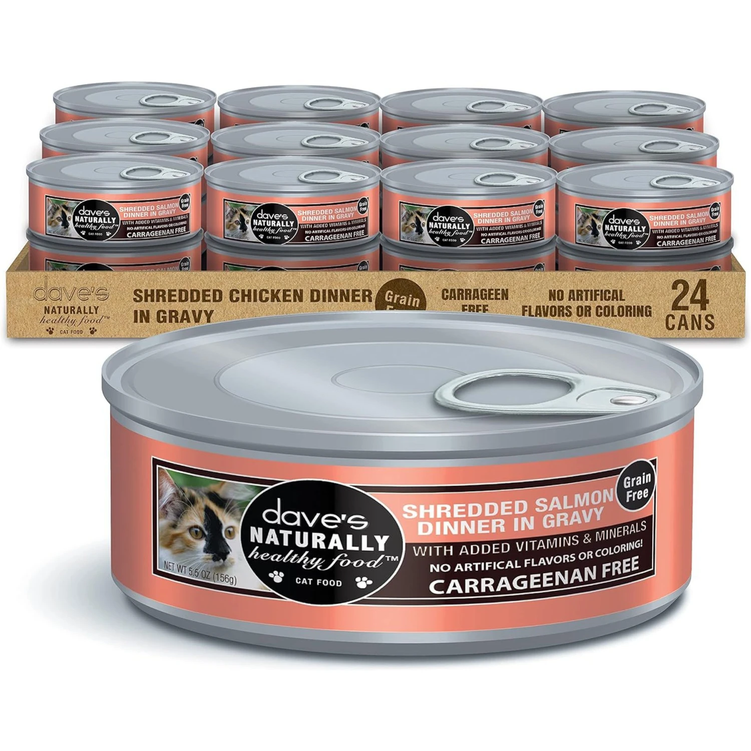 Dave's Pet Food Naturally Healthy Grain-Free Shredded Salmon Dinner In Gravy Canned Cat Food 3 Dave's Pet Food Naturally Healthy Grain-Free Shredded Salmon Dinner In Gravy Canned Cat Food