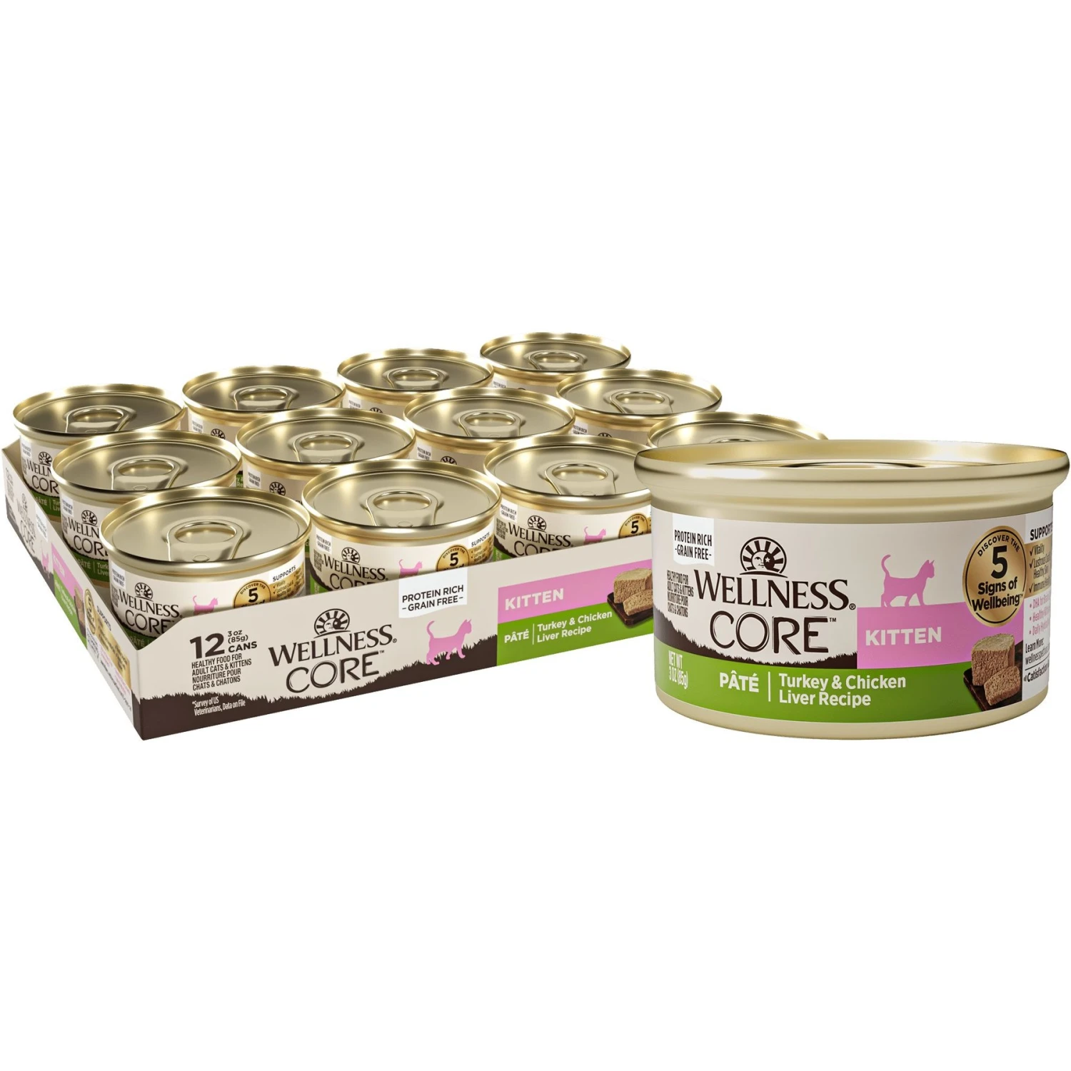 Wellness CORE Natural Grain-Free Turkey & Chicken Liver Pate Canned Kitten Food 3 Wellness CORE Natural Grain-Free Turkey & Chicken Liver Pate Canned Kitten Food