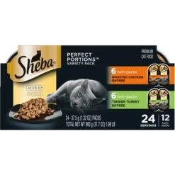 Sheba Perfect Portions Poultry Entrees Cuts In Gravy Variety Pack Adult Wet Cat Food Trays