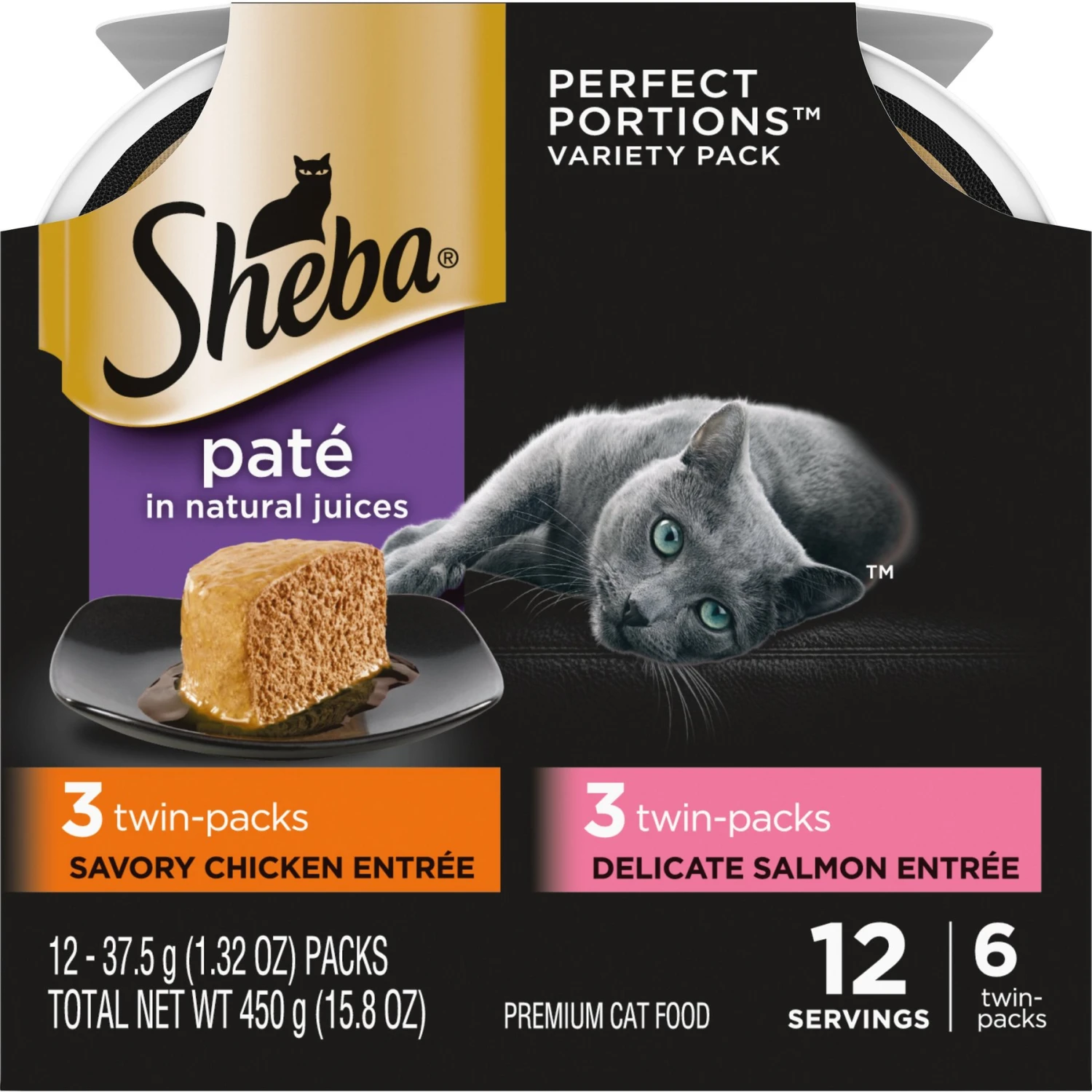Sheba Perfect Portions Chicken & Salmon Pate Entree Variety Pack Adult Wet Cat Food Trays 3 Sheba Perfect Portions Chicken & Salmon Pate Entree Variety Pack Adult Wet Cat Food Trays