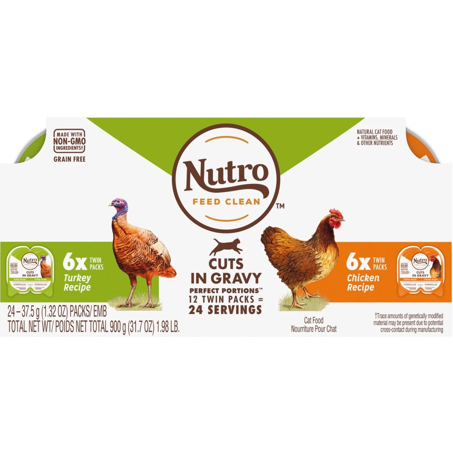 Nutro Perfect Portions Grain-Free Real Turkey & Real Chicken Cuts In Gravy Recipe Variety Pack Adult Wet Cat Food Trays 3 Nutro Perfect Portions Grain-Free Real Turkey & Real Chicken Cuts In Gravy Recipe Variety Pack Adult Wet Cat Food Trays