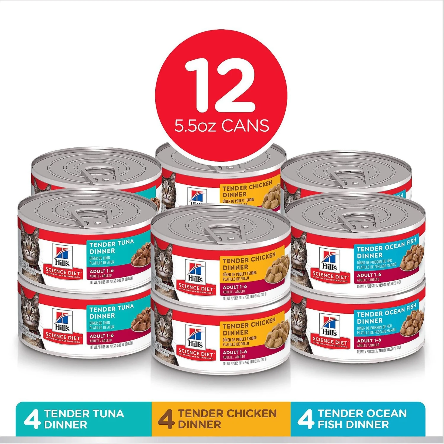 Hill's Science Diet Adult Tender Dinner Variety Pack Canned Cat Food 4 Hill's Science Diet Adult Tender Dinner Variety Pack Canned Cat Food - Image 2