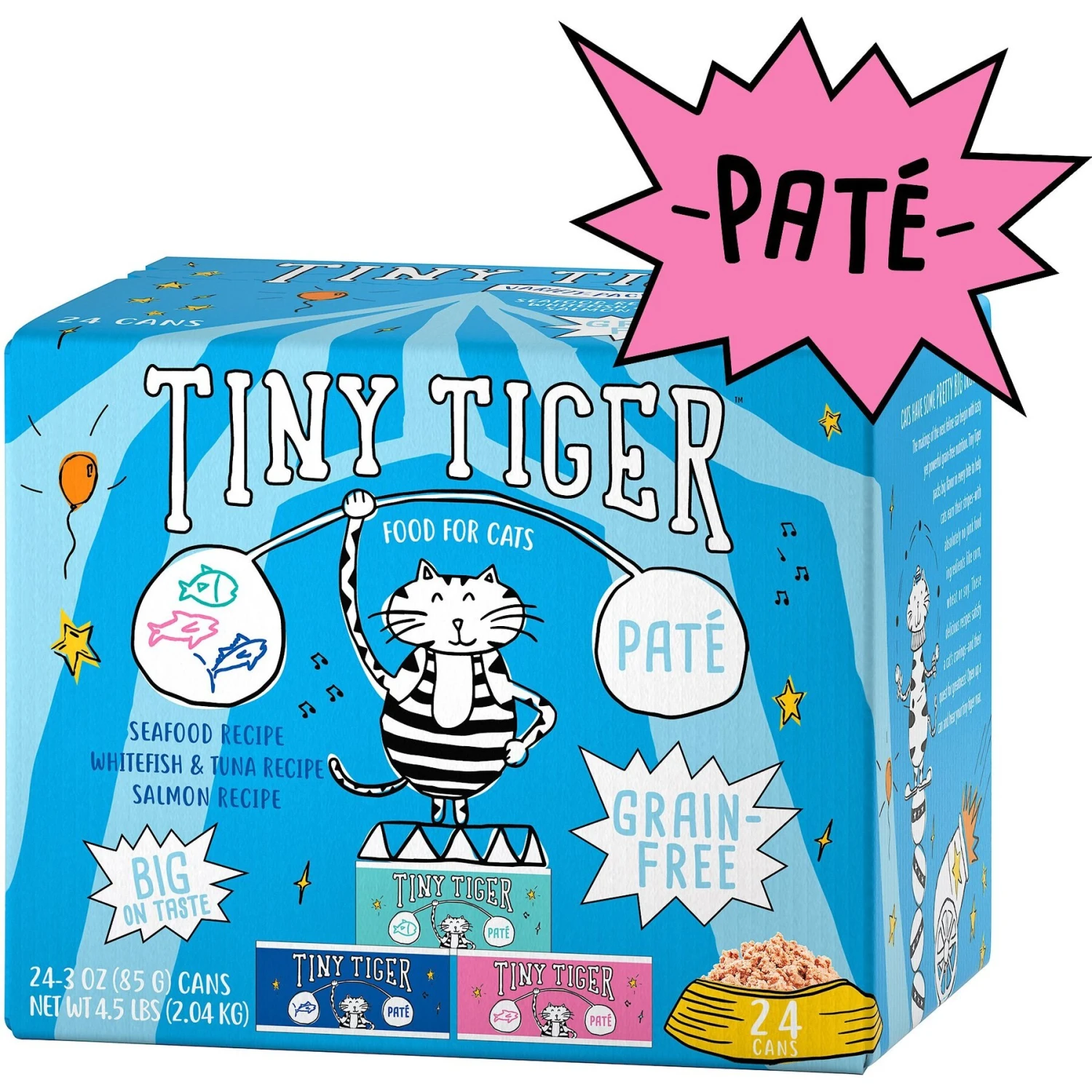 Tiny Tiger Pate Seafood Recipes Variety Pack Grain-Free Canned Cat Food 3 Tiny Tiger Pate Seafood Recipes Variety Pack Grain-Free Canned Cat Food