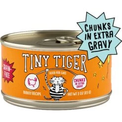 Tiny Tiger Chunks In EXTRA Gravy Turkey Recipe Grain-Free Canned Cat Food