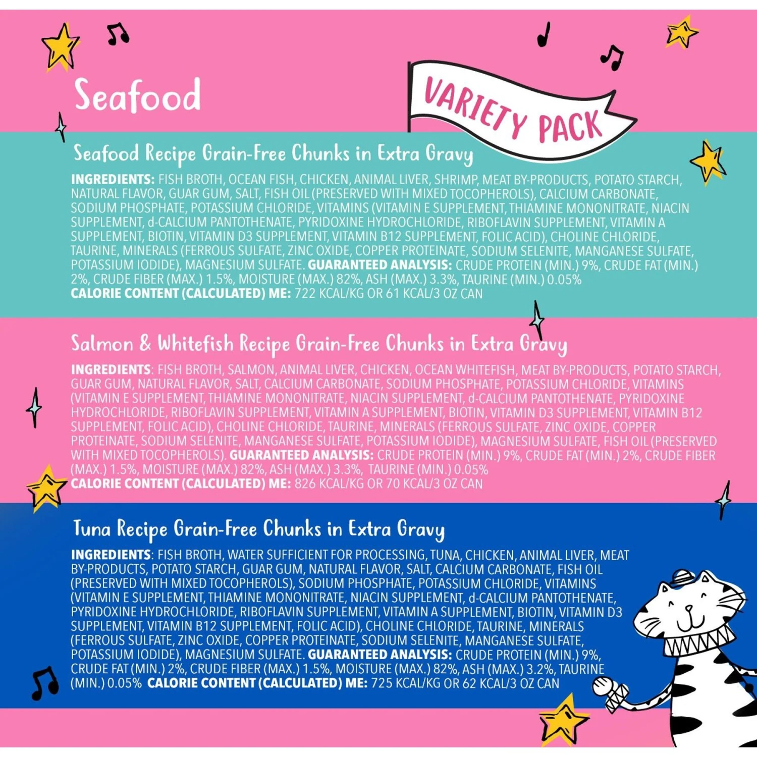 Tiny Tiger Chunks In EXTRA Gravy Seafood Recipes Variety Pack Grain-Free Canned Cat Food 7 Tiny Tiger Chunks In EXTRA Gravy Seafood Recipes Variety Pack Grain-Free Canned Cat Food - Image 5