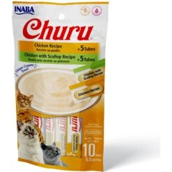 Inaba Churu Chicken & Chicken With Scallop Puree Variety Pack Grain-Free Lickable Cat Treat