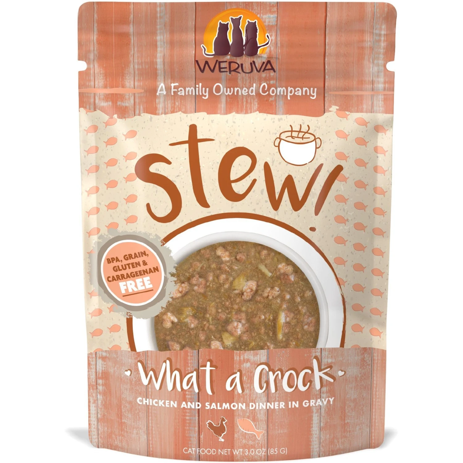 Weruva Classic Cat What A Crock Chicken & Salmon In Gravy Stew Cat Food Pouches 3 Weruva Classic Cat What A Crock Chicken & Salmon In Gravy Stew Cat Food Pouches