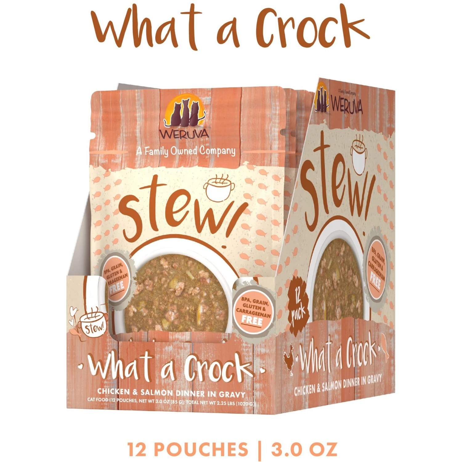 Weruva Classic Cat What A Crock Chicken & Salmon In Gravy Stew Cat Food Pouches 4 Weruva Classic Cat What A Crock Chicken & Salmon In Gravy Stew Cat Food Pouches - Image 2