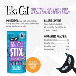 Tiki Cat Stix Tuna & Scallops In Creamy Gravy Grain-Free Wet Cat Treat, 3-oz Pouch, Pack Of 6 -Almo nature Sales 186313 PT2. AC SS1800 V1702665631