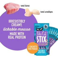 Tiki Cat Stix Tuna & Scallops In Creamy Gravy Grain-Free Wet Cat Treat, 3-oz Pouch, Pack Of 6 -Almo nature Sales 186313 PT3. AC SS1800 V1702665630