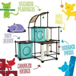 Kitty City Claw Mega Kit 46.75-in Faux Fleece Cat Tree & Condo -Almo nature Sales 190254 PT1. AC SS1800 V1590678667