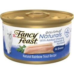 Fancy Feast Gourmet Naturals Natural Rainbow Trout Recipe In Gravy Canned Cat Food, 3-oz Can, Case Of 12