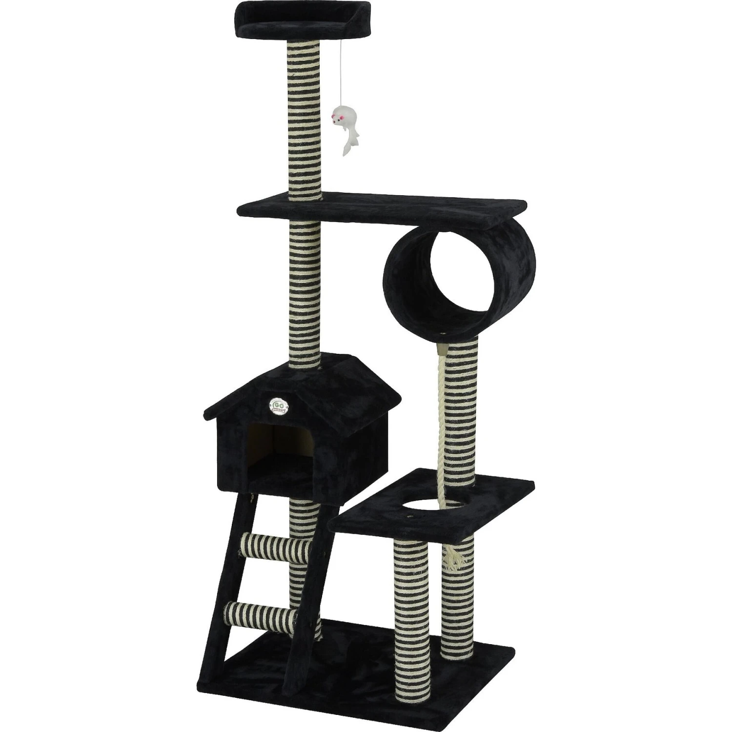 Go Pet Club 60-in Sisal Posts Cat Tree Condo, Black 5 Go Pet Club 60-in Sisal Posts Cat Tree Condo, Black - Image 3