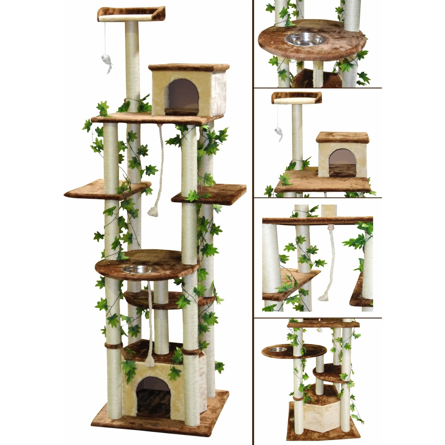 Go Pet Club 85-in Forest With Leaves Cat Tree, Beige/ Brown 5 Go Pet Club 85-in Forest With Leaves Cat Tree, Beige/ Brown - Image 4