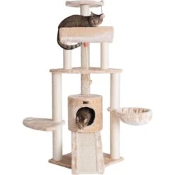 Armarkat 58-in Cat Tower & Ramp Cat Tree, Beige