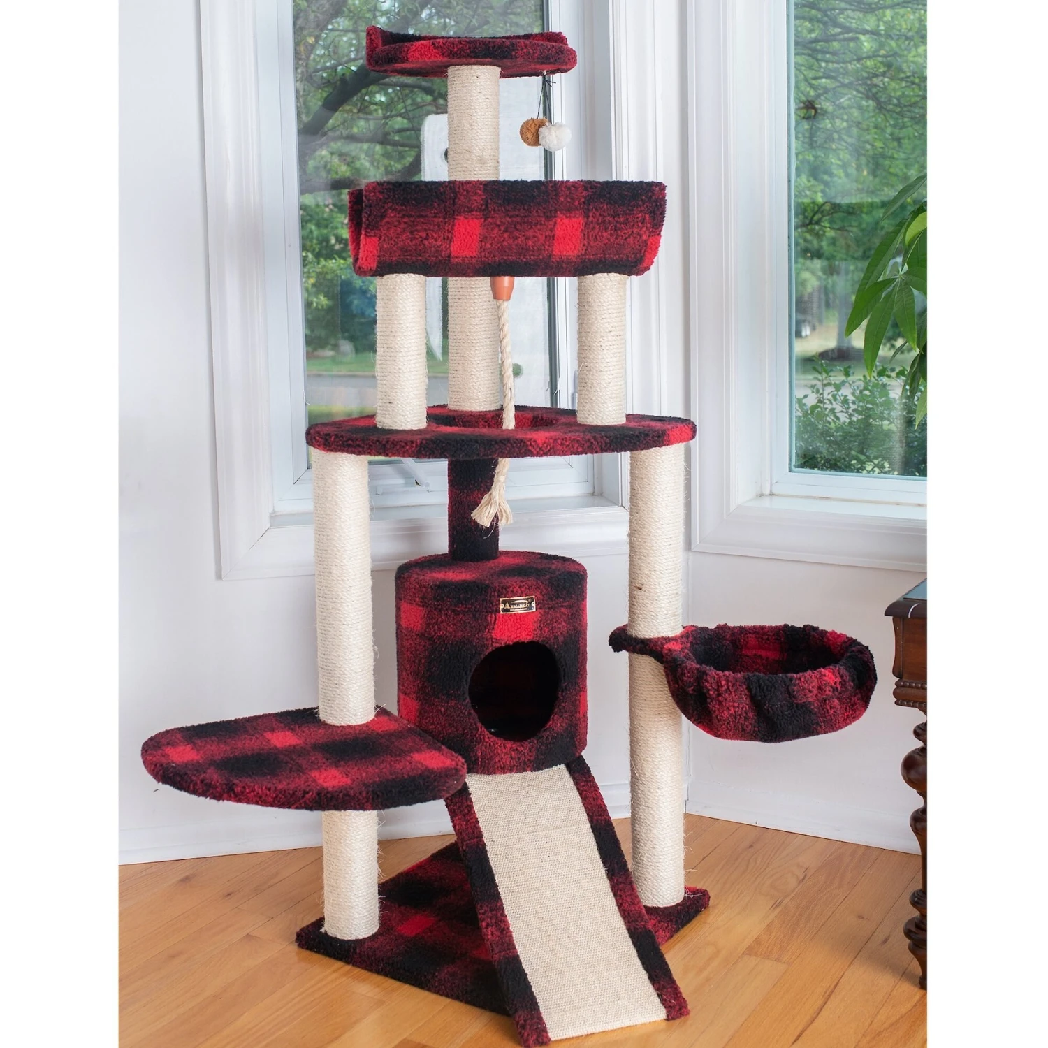 Armarkat 58-in Classic Cat Tree, Tartain Plaid 6 Armarkat 58-in Classic Cat Tree, Tartain Plaid - Image 4