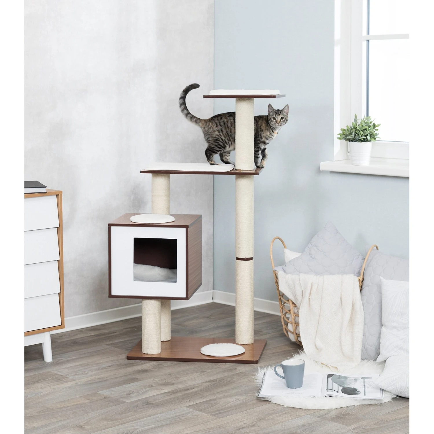 TRIXIE Avoca 48-in Modern Wooden Tower Cat Scratching Post 4 TRIXIE Avoca 48-in Modern Wooden Tower Cat Scratching Post - Image 2