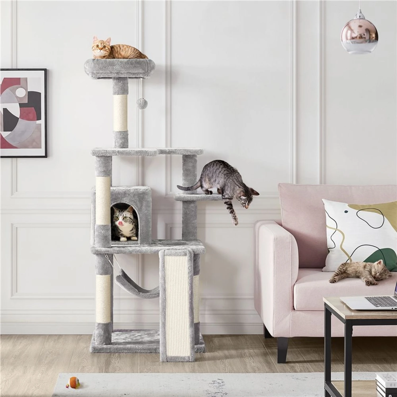 Yaheetech 60.5-in Plush Cat Tree & Condo 3 Yaheetech 60.5-in Plush Cat Tree & Condo