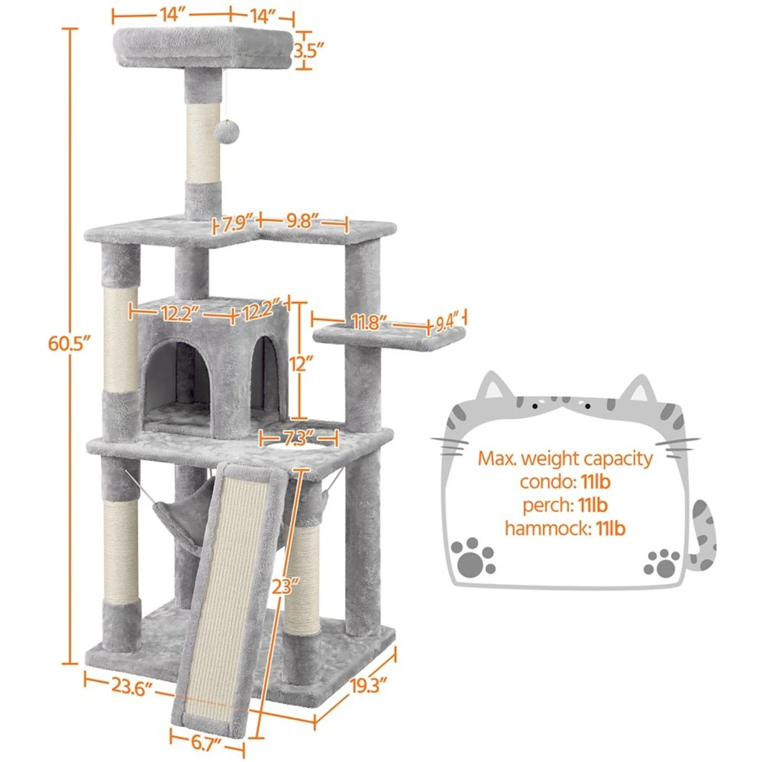 Yaheetech 60.5-in Plush Cat Tree & Condo 4 Yaheetech 60.5-in Plush Cat Tree & Condo - Image 2