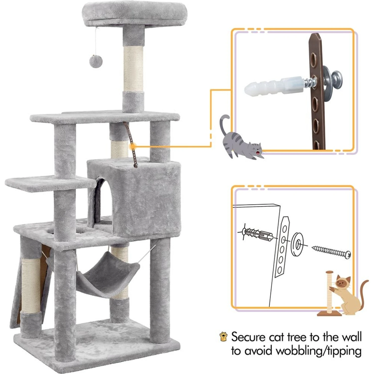 Yaheetech 60.5-in Plush Cat Tree & Condo 11 Yaheetech 60.5-in Plush Cat Tree & Condo - Image 9