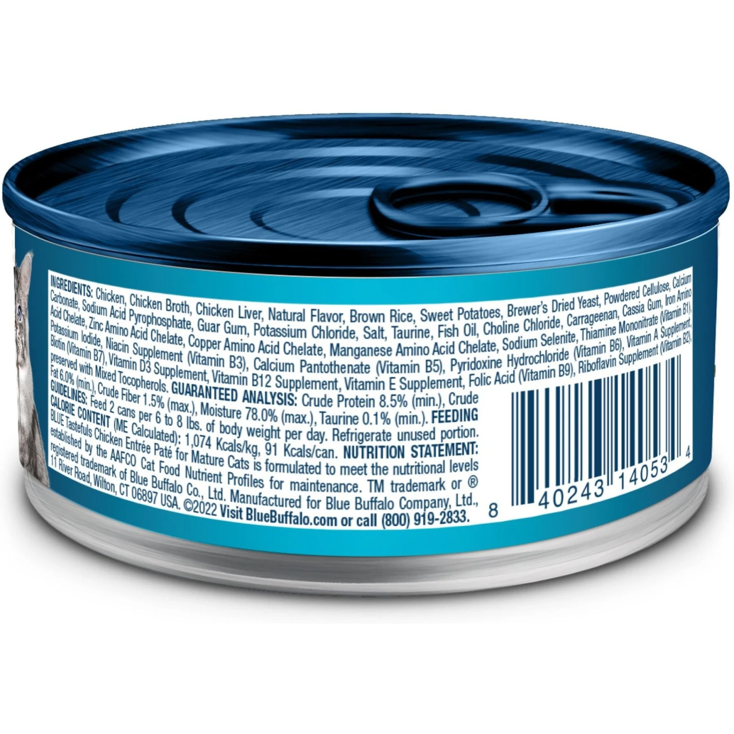 Blue Buffalo Tastefuls Chicken Entrée Mature Cats Pate Wet Cat Food, 3-oz Can, Case Of 24 4 Blue Buffalo Tastefuls Chicken Entrée Mature Cats Pate Wet Cat Food, 3-oz Can, Case Of 24 - Image 2