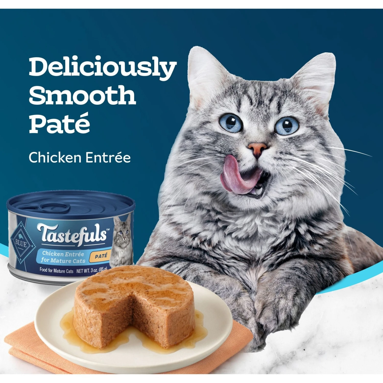 Blue Buffalo Tastefuls Chicken Entrée Mature Cats Pate Wet Cat Food, 3-oz Can, Case Of 24 6 Blue Buffalo Tastefuls Chicken Entrée Mature Cats Pate Wet Cat Food, 3-oz Can, Case Of 24 - Image 4
