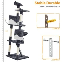 Yaheetech 79-in Plush Cat Tree & Condo, Dark Gray/White -Almo nature Sales 266560 PT7. AC SS1800 V1691161823