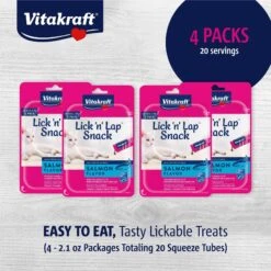 Vitakraft Lick 'n' Lap Creamy Salmon Low Calorie Interactive Wet Cat Treat, 0.42-oz Tube, Case Of 20 12 Vitakraft Lick 'n' Lap Creamy Salmon Low Calorie Interactive Wet Cat Treat, 0.42-oz Tube, Case Of 20 -Almo nature Sales 282785 PT1. AC SS1800 V1666650348