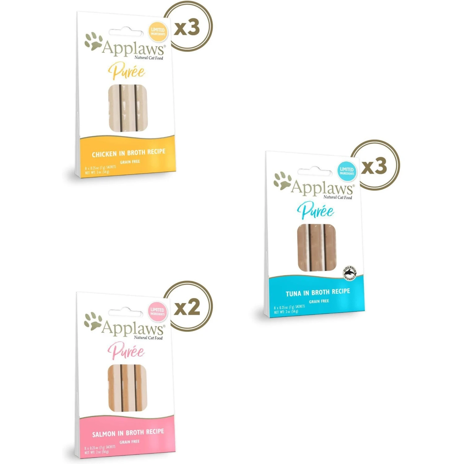 Applaws Puree Variety Pack Grain-Free Lickable Cat Treats, 8 Count, 0.25oz Pouch, Case Of 10 5 Applaws Puree Variety Pack Grain-Free Lickable Cat Treats, 8 Count, 0.25oz Pouch, Case Of 10 - Image 3