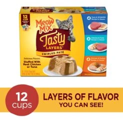 Meow Mix Tasty Layers Variety Pack Swirled Paté Cat Food, 2.75-oz Can, Case Of 12 12 Meow Mix Tasty Layers Variety Pack Swirled Paté Cat Food, 2.75-oz Can, Case Of 12 -Almo nature Sales 292092 PT1. AC SS1800 V1670940412