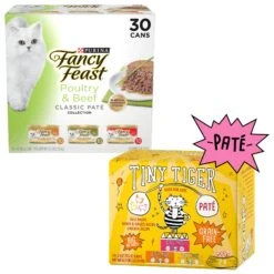 Tiny Tiger Pate Beef & Poultry Recipes Variety Pack Grain-Free Canned Cat Food & Fancy Feast Classic Poultry & Beef Pate Collection Feast Variety Pack Wet Cat Food