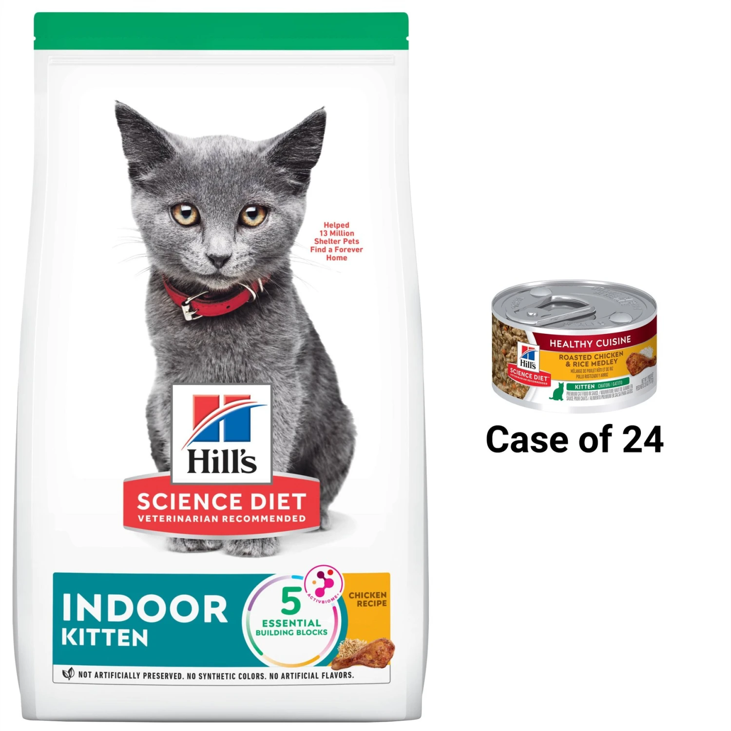 Hill's Science Diet Kitten Healthy Cuisine Tender Chicken & Rice Medley Canned Cat Food & Hill's Science Diet Indoor Kitten Dry Cat Food 3 Hill's Science Diet Kitten Healthy Cuisine Tender Chicken & Rice Medley Canned Cat Food & Hill's Science Diet Indoor Kitten Dry Cat Food
