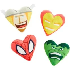 Marvel 's Valentine Candy Heart Heroes Plush Cat Toy With Catnip, 4 Count