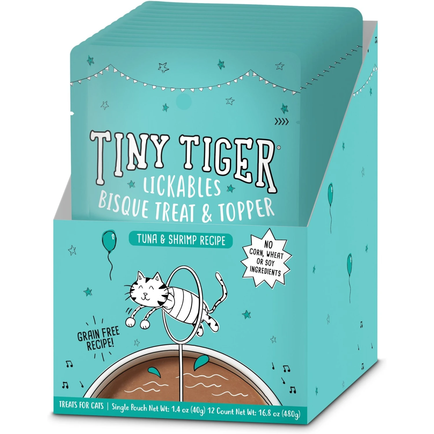 Tiny Tiger Lickables, Tuna & Shrimp Recipe, Bisque Cat Treat & Topper 3 Tiny Tiger Lickables, Tuna & Shrimp Recipe, Bisque Cat Treat & Topper