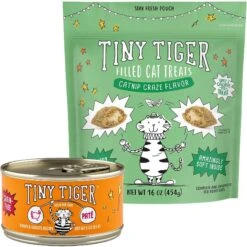 Tiny Tiger Pate Turkey & Giblets Recipe Grain-Free Canned Cat Food & Tiny Tiger Catnip Craze Flavor Filled Cat Treats