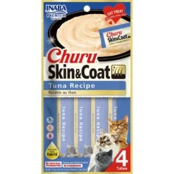 Inaba Churu Grain-Free Skin & Coat Tuna Recipe Lickable Cat Treat, 24 Count