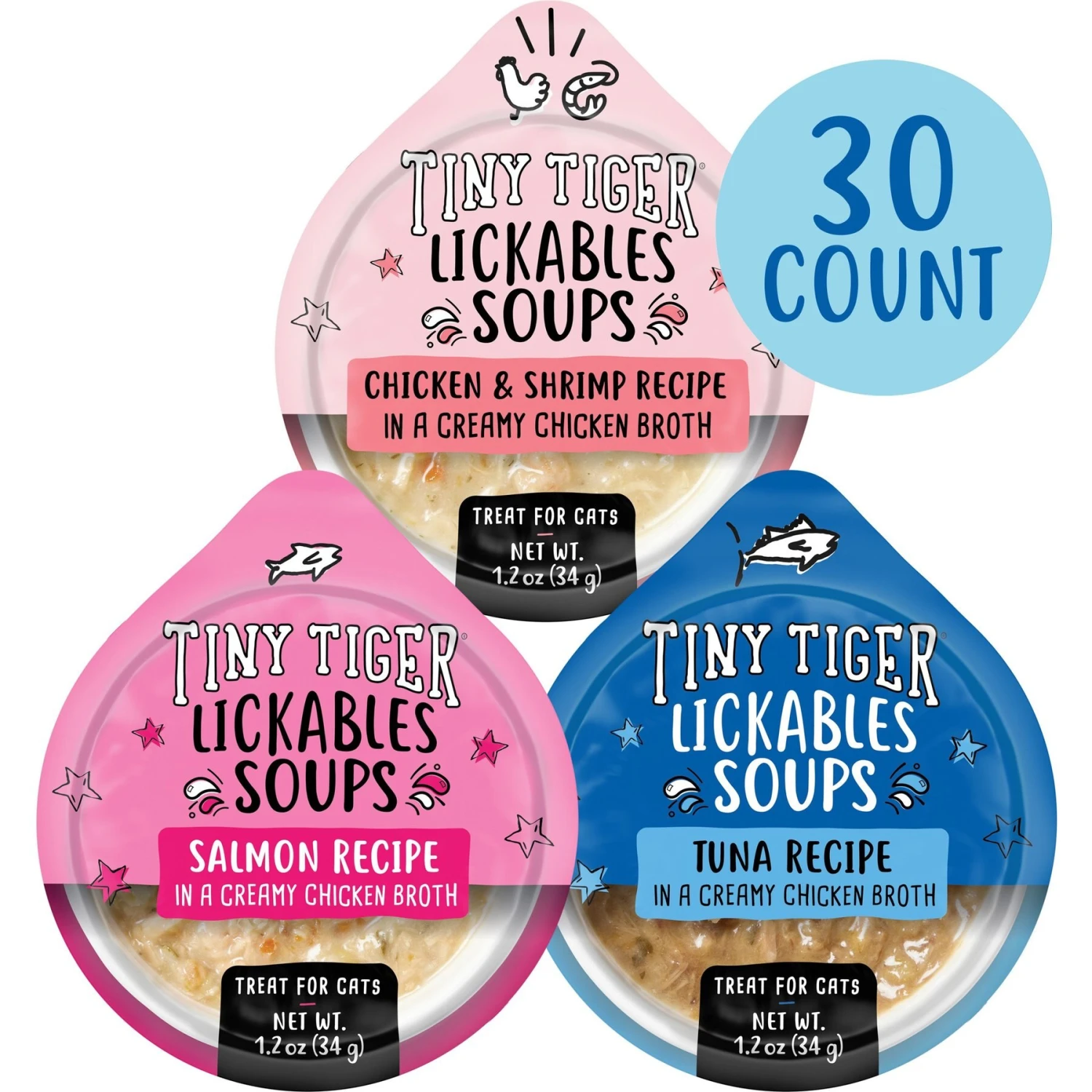 Tiny Tiger Lickables Soup In Creamy Broth Variety Pack Cat Treat & Topper 3 Tiny Tiger Lickables Soup In Creamy Broth Variety Pack Cat Treat & Topper