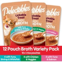 Hartz Delectables Savory Broth Variety Pack Lickable Cat Treats, 1.4-oz Pouch, 12 Count -Almo nature Sales 347789 PT3. AC SS1800 V1665004251