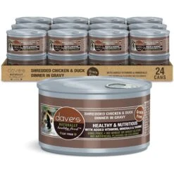 Dave's Pet Food Shredded Chicken & Duck Dinner In Gravy Recipe Wet Cat Food, 2.8-oz Can, Case Of 24