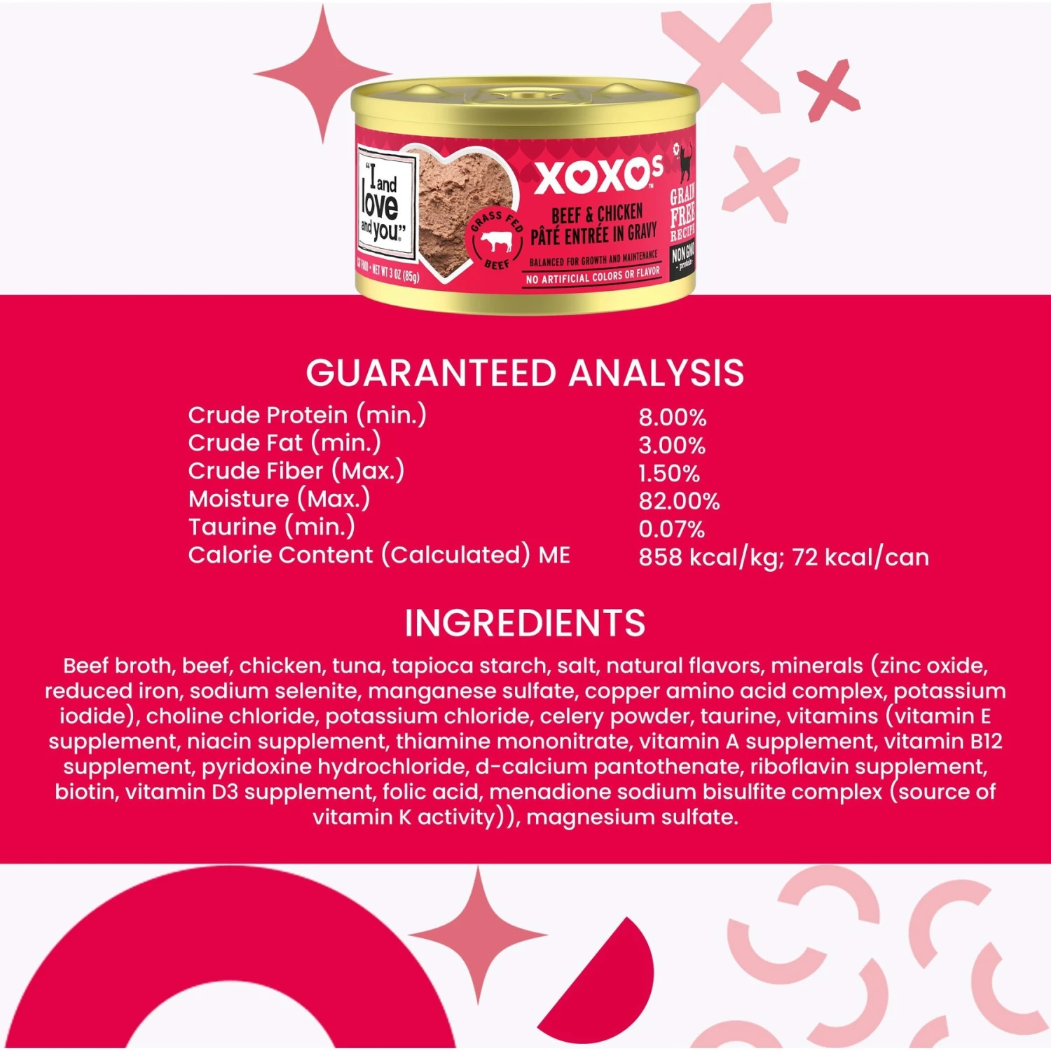 I And Love And You XOXO Beef & Chicken Pate Grain-Free Canned Cat Food, 3-oz Can, Case Of 24 9 I And Love And You XOXO Beef & Chicken Pate Grain-Free Canned Cat Food, 3-oz Can, Case Of 24 - Image 7