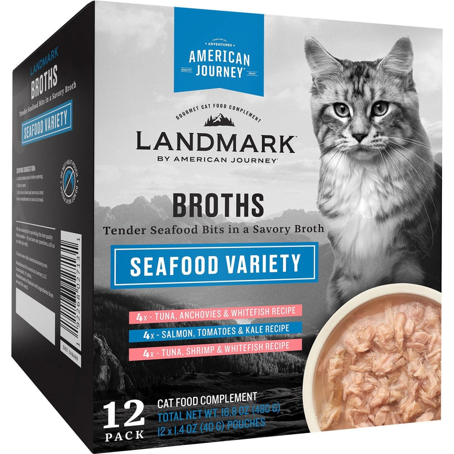 Fancy Feast Flaked Fish & Shrimp Feast Canned Cat Food & American Journey Landmark Broths Seafood Variety Pack Wet Cat Food Complement Pouches 8 Fancy Feast Flaked Fish & Shrimp Feast Canned Cat Food & American Journey Landmark Broths Seafood Variety Pack Wet Cat Food Complement Pouches - Image 6