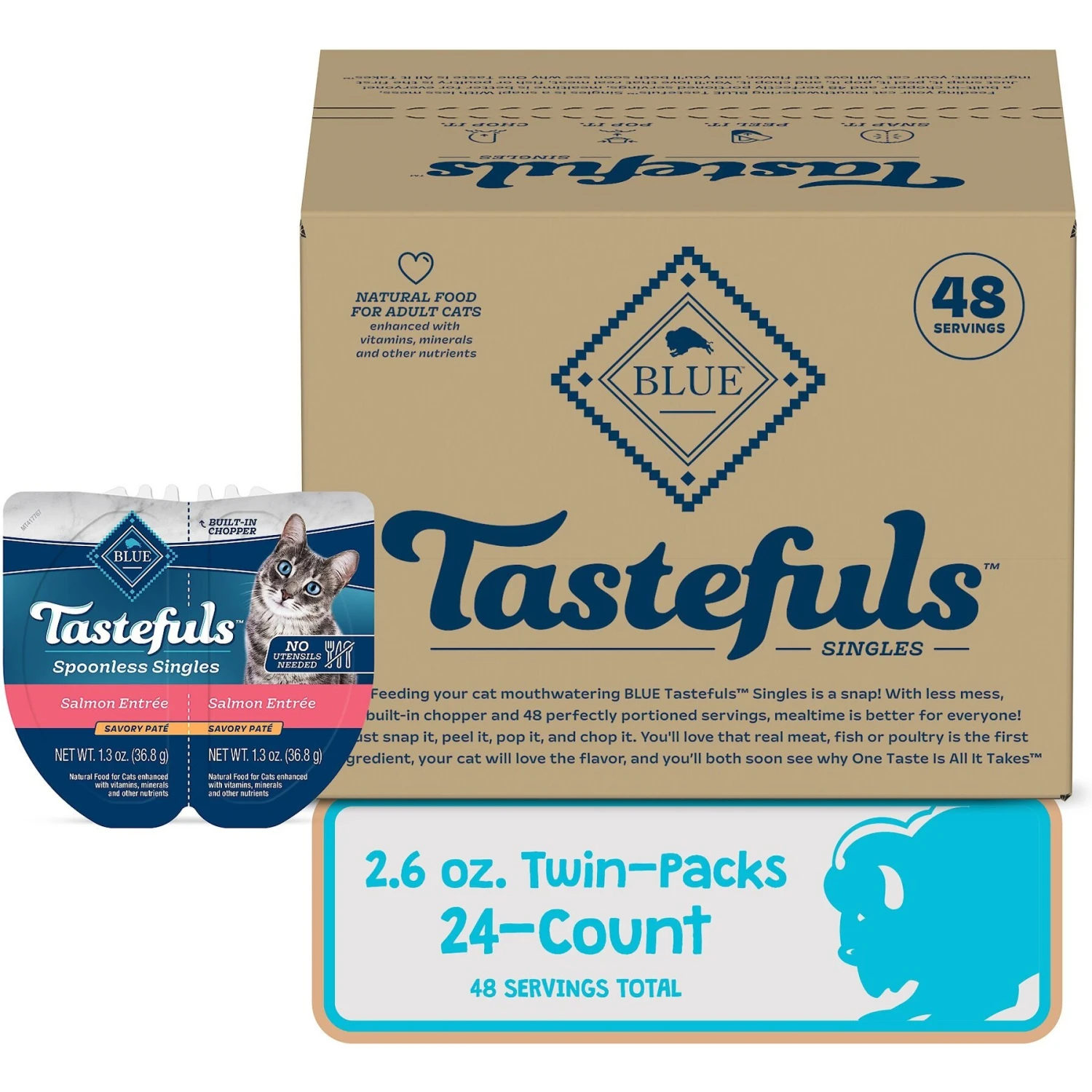 Blue Buffalo Tastefuls Spoonless Singles Salmon Entrée Pate Adult Cat Food, 2.6-oz Cup, Case Of 24 5 Blue Buffalo Tastefuls Spoonless Singles Salmon Entrée Pate Adult Cat Food, 2.6-oz Cup, Case Of 24 - Image 3