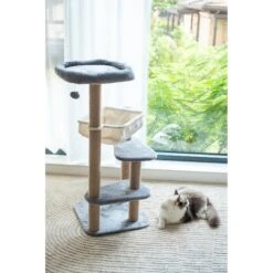 Catry 42.1-in Oak 7-Level Cat Tree With Jute Scratching Posts & Cozy Hammock -Almo nature Sales 354549 PT2. AC SS1800 V1640317890